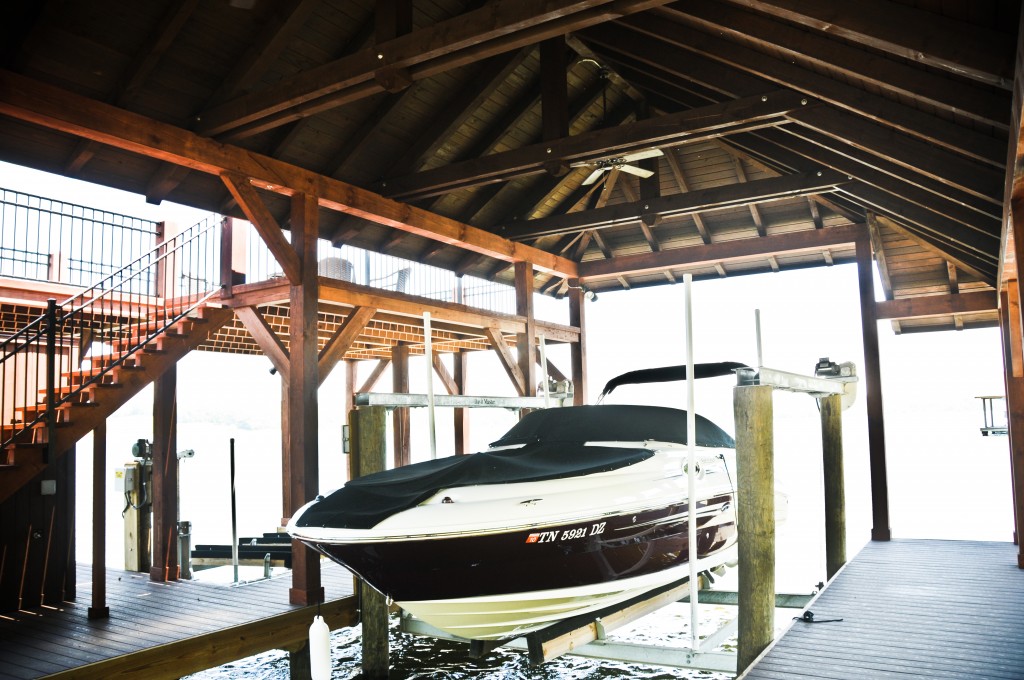 Custom boat lift installed on the Tennessee River